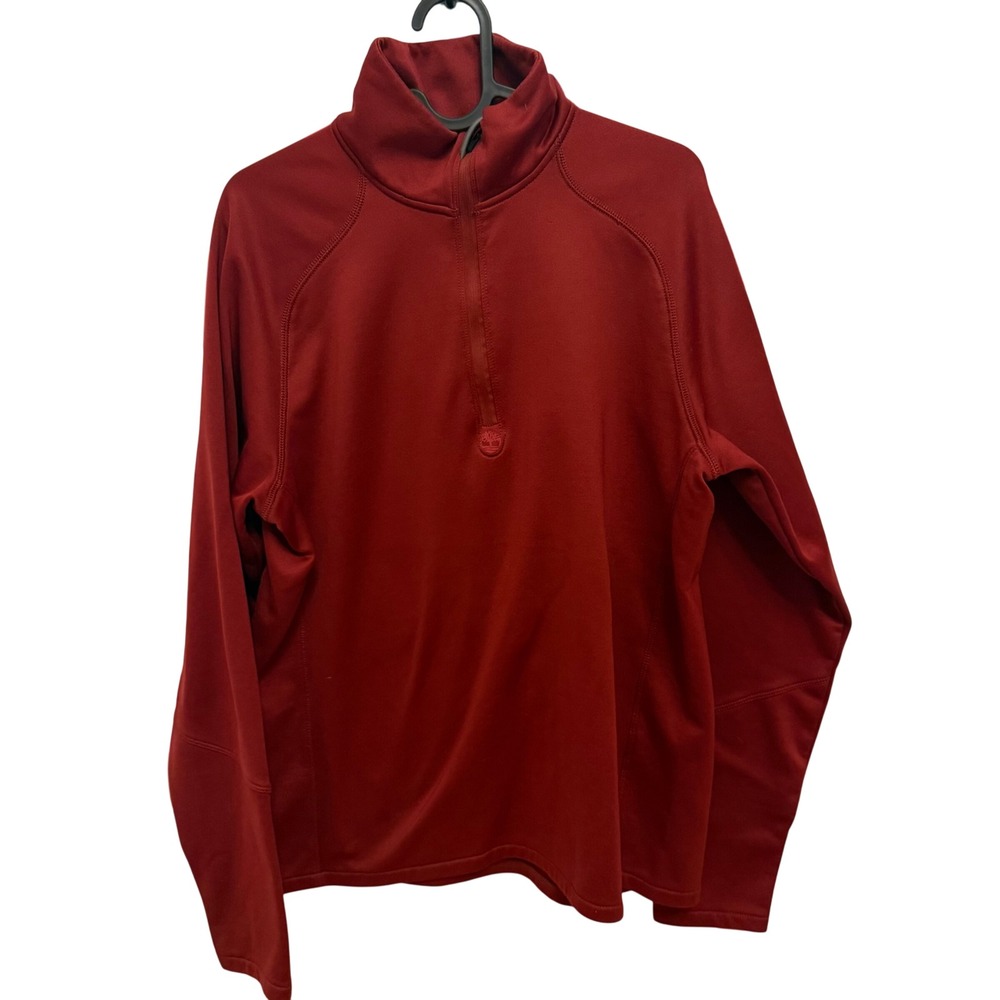 Timberland Men's Red Fleece Lined 1/4 Zip Pullover Sweatshirt Size M